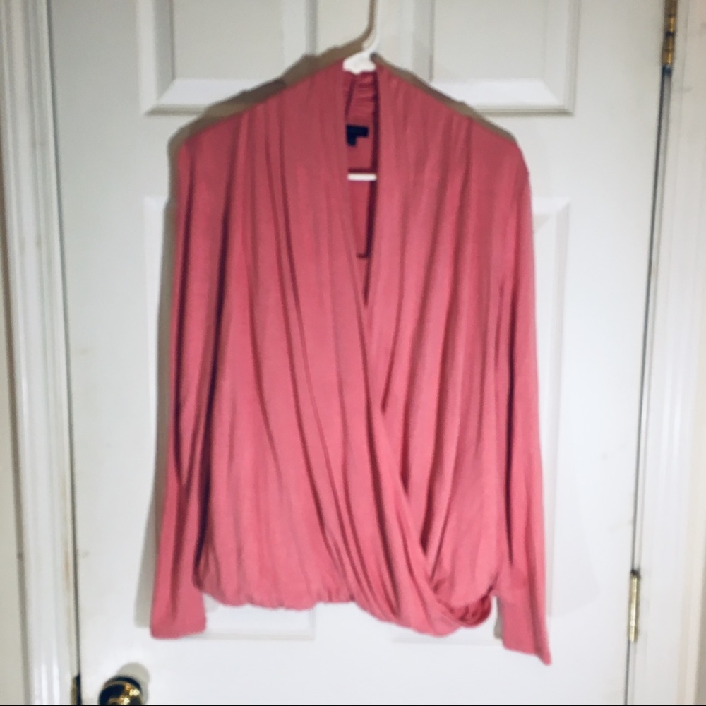 Talbots long sleeve faux wrap long sleeve top